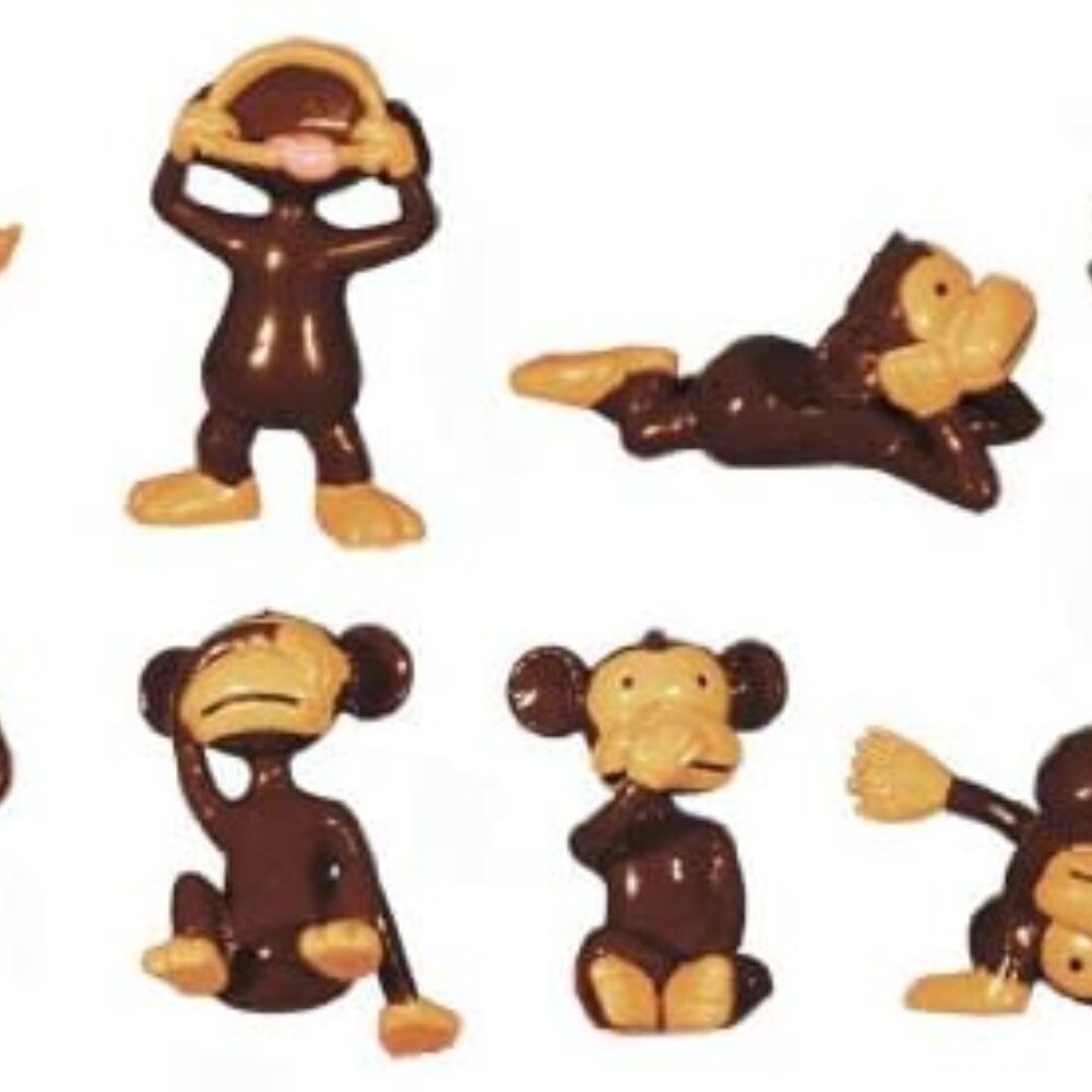 Monkey Madness Cake Topper Figures - Large Plastic Monkey Figurines - Set of 8